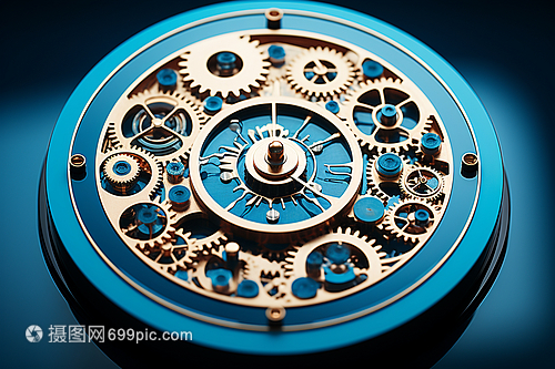 帶有齒輪的藍(lán)色時鐘